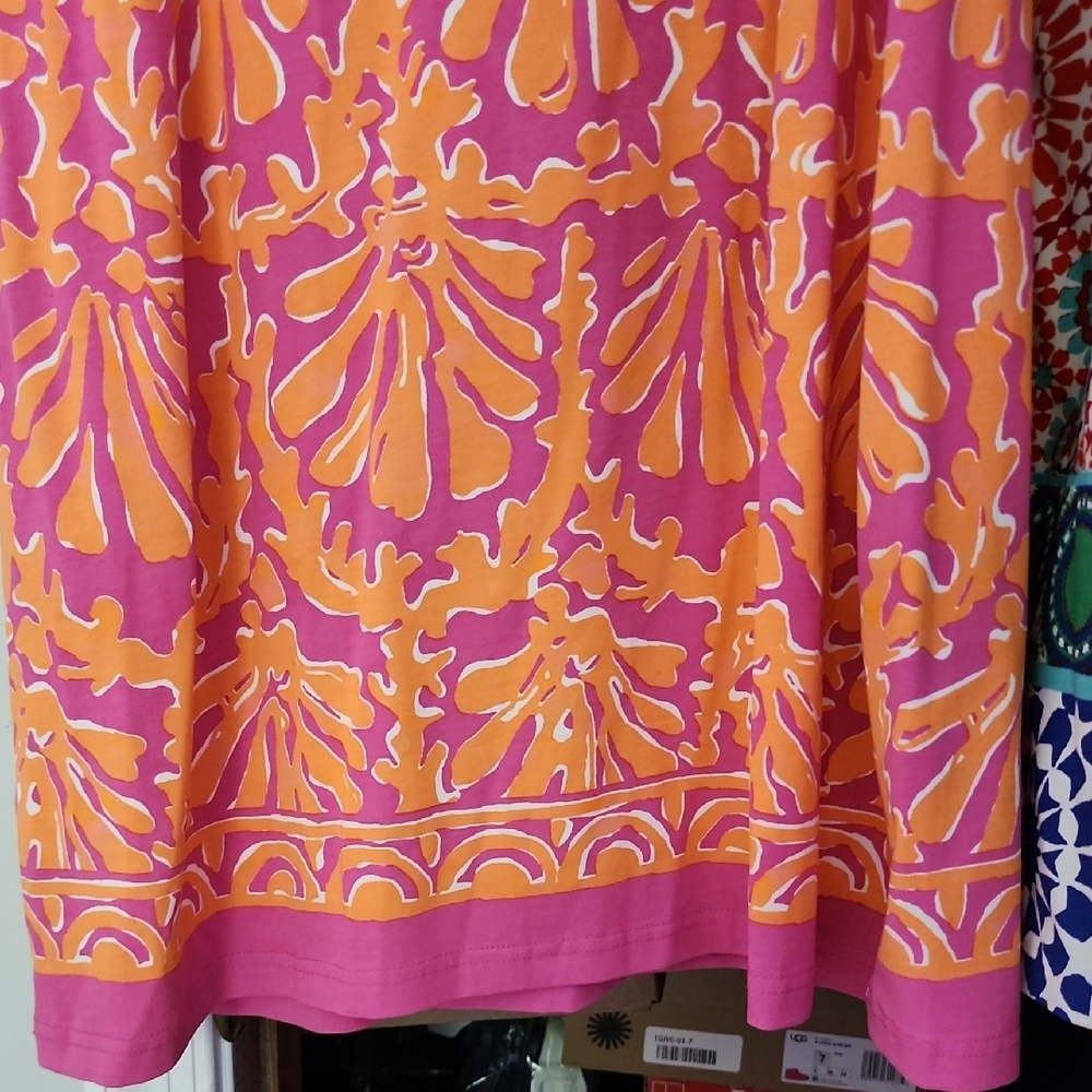 Barbara Gerwit Pink and Orange Patterned Sleeveless Dress - Picture 3 of 4